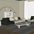 Modern Sofa Coffee Table Combination Cream Sofa Coffee Table Combination 3d model