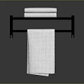 Modern Bathroom Black Towel Rack With Folded And Hanging White Towels