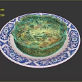 Golden Crust Spinach And Cheese Quiche On Blue White Patterned Plate