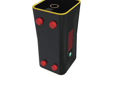 Black Electronic Device with Yellow Trim Red Buttons Red Display and Green Indicator Light 3d model