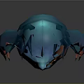 Animated Blue Fantasy Game Movie Character With Orange Eyes And Spiked Head Design