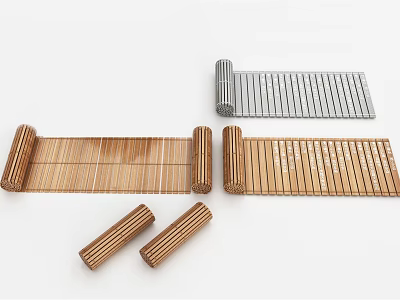 Bamboo Scroll Books Magazines With Striped Design And Natural Tones 3d model