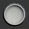 Traditional Chinese Blue and White Porcelain Jar With Intricate Sea Wave Patterns