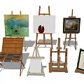Diverse Painting Art Supplies Featuring Easels Canvases Palettes And Artist Tools For Creation