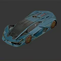 Blue Futuristic Concept Sports Car Featuring Sleek Body Design Unique Wheels Transparent Roof