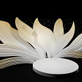 White And Gold Lotus Shaped Sculpture Photo Spot With Round Base And Black Starry Background