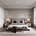 Modern Bedroom Interior Design With Bed Nightstands Table Lamps Accent Wall And Wardrobes