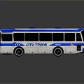Blue And White Modern City Bus With Streamlined Body And Urban Transport Design