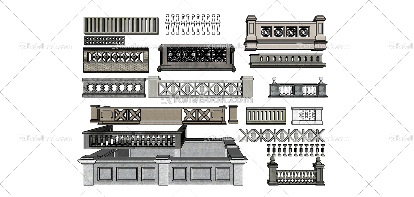 Republic of China style building components decoration Republic of China housing European style 3d model