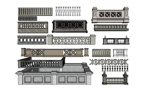 Republic of China style building components decoration Republic of China housing European style 3d model