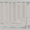 Classical White Roman Columns With Decorative Designs And Architectural Elements 3d model