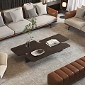 Modern Living Room Interior With Comfortable Sofa And Coffee Table Set Accent Chair Bookshelf And Floor Lamp