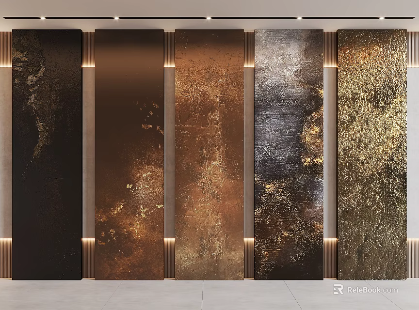 Modern Decorative Wall Panels With Various Metallic Textures And Colors 3d model