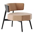 Modern Minimalist Leisure Chair with Beige Velvet Cushion and Black Metal Legs