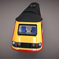 Red Virgin Train With Yellow Front And Black Roof Exterior Design