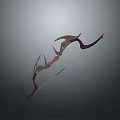 Decorative Bow Weapon with Intricate Patterns Curved Design Red Green Accents and Arrow