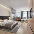 Modern Apartment Interior Design With Bedroom Wooden Flooring Window Table And Chairs