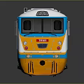 Modern Blue And White Train With Windows And Yellow Front Design 3d model