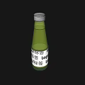 Transparent Green Glass Beverage Bottle with Label and Logo on Light Background