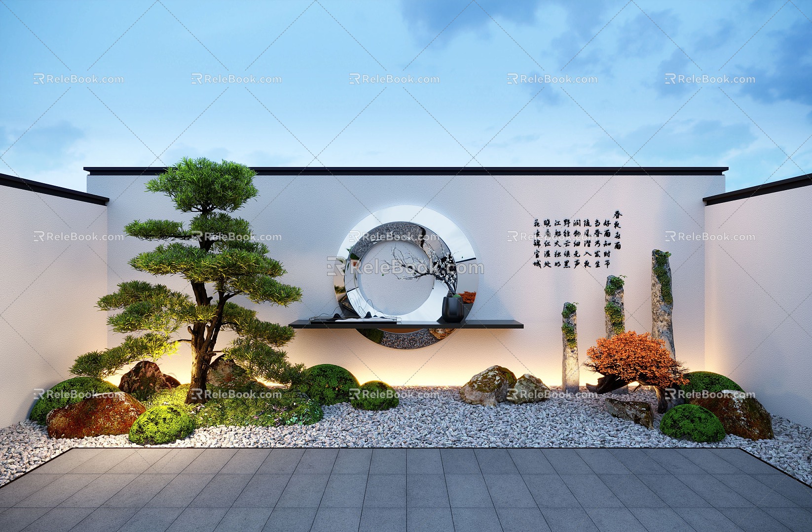 New Chinese style landscape sketch courtyard landscape model