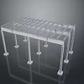 Industrial Metal Frame Structure With Steel Support Columns And Grid Beams