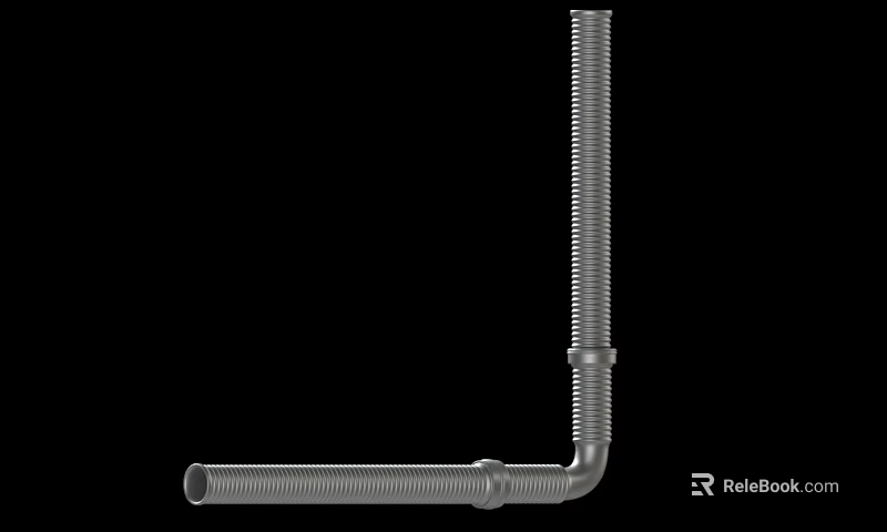 Silver Metal L Shaped Pipe With Threaded Surface And Sturdy Construction 3d model 