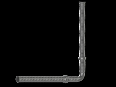Silver Metal L Shaped Pipe With Threaded Surface And Sturdy Construction 3d model