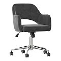 Modern Gray Velvet Office Chair With Padded Armrests Chrome Base And Adjustable Height Wheels