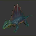 3D Rendered Spinosaurus Dinosaur Model With Blue Body Red Sail And Detailed Scales