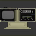 Vintage Beige Electronic Device With Dual Screens Control Panel And Buttons