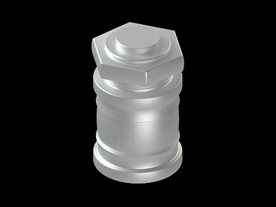 Silver Metal Mechanical Part With Hexagonal Head And Cylindrical Body 3d model