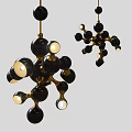 Modern Black Sphere Chandelier With Gold Metal Frame And Multiple Lights