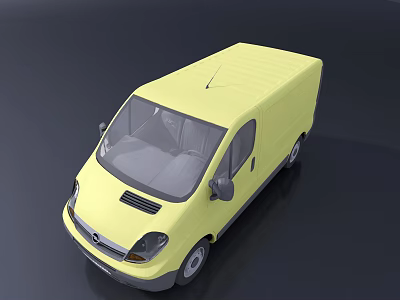 Yellow Commercial Van With Modern Design Flat Roof And Side Windows 3d model
