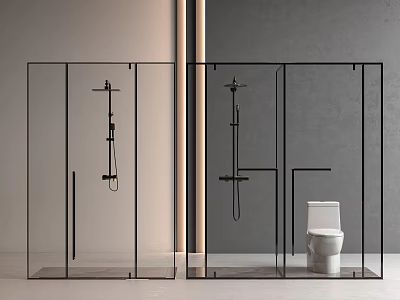 Modern Double Glass Shower Sauna Enclosure With Black Frame And Toilet 3d model