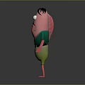 Cartoon Character With Pink Body Beard Wearing Green Shirt Yellow Shorts And Sunglasses