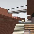 Modern Red Brick Commercial Complex Featuring UNIQLO Sephora Stores And Glass Curtain Wall