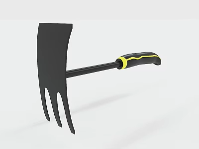 Agricultural Garden Rake With Black Tines And Yellow Handle For Efficient Farm Cultivation 3d model