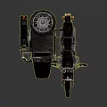 Black Motorcycle With Sidecar Headlight Rear Mirrors And Orange Indicators
