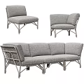 Gray Wicker Frame Sectional Sofa With Modern Design And Cushioned Seats 3d model