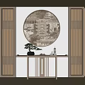 New Chinese style porch background end view 3d model
