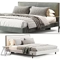 Modern Double Bed Design With Comfortable Pillows Soft Blanket And Side Table