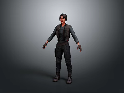 3D Male Character Model with Dark Jacket Pants and Gloves Standing Pose 3d model