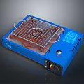 Portable Blue Gas Grill With Rustic Grill Rack Control Knob And Display Panel