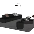 Modern Italian Sofa Coffee Table Combination Leather Sofa Multi-Person Sofa Single Sofa Stool Floor Lamp Ornaments 3d model