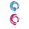 Colorful Garden Ornament With Spiral Blue Pink Design On Dark Background
