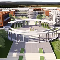 Modern School Buildings With Green Roofs And Varied Architectural Designs In Landscaped Campus