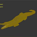 Realistic Crocodile Model With Open Mouth And Green Golden Skin On Grey Background