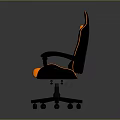 Black And Orange Ergonomic Gaming Chair With Adjustable Armrests And Wheels