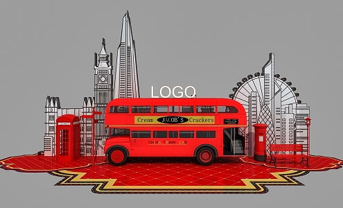 UK US Chen Opening US Chen Christmas US Chen Spring Festival US Chen pop-up shop US Chen Window US Chen Double-decker Bus Phone Booth UK Architecture Network Red Wall 3d model