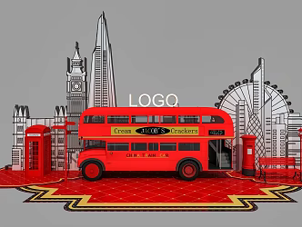 UK US Chen Opening US Chen Christmas US Chen Spring Festival US Chen pop-up shop US Chen Window US Chen Double-decker Bus Phone Booth UK Architecture Network Red Wall 3d model